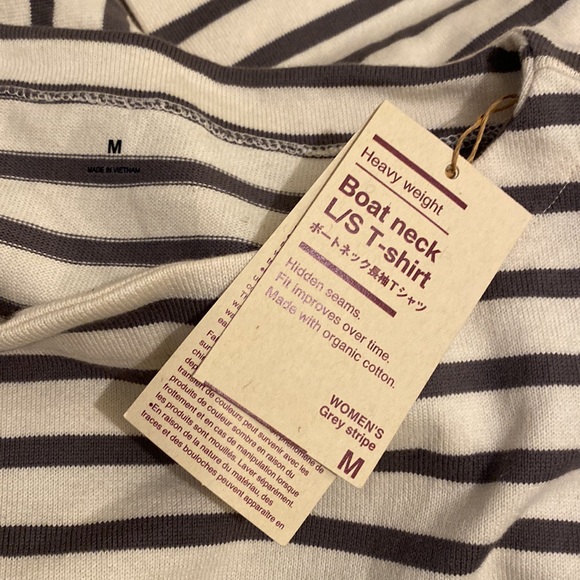 Muji Beiat neck Striped Long Sleeve Shirt. Heavy weight . Size M - Picture 4 of 7